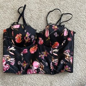 Black floral bra CORSET TOP